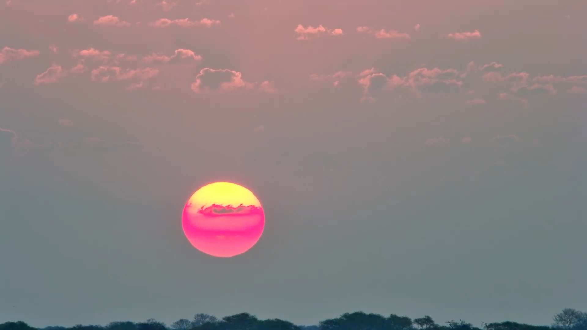Red Sun Sets Over Hwange at The Hide