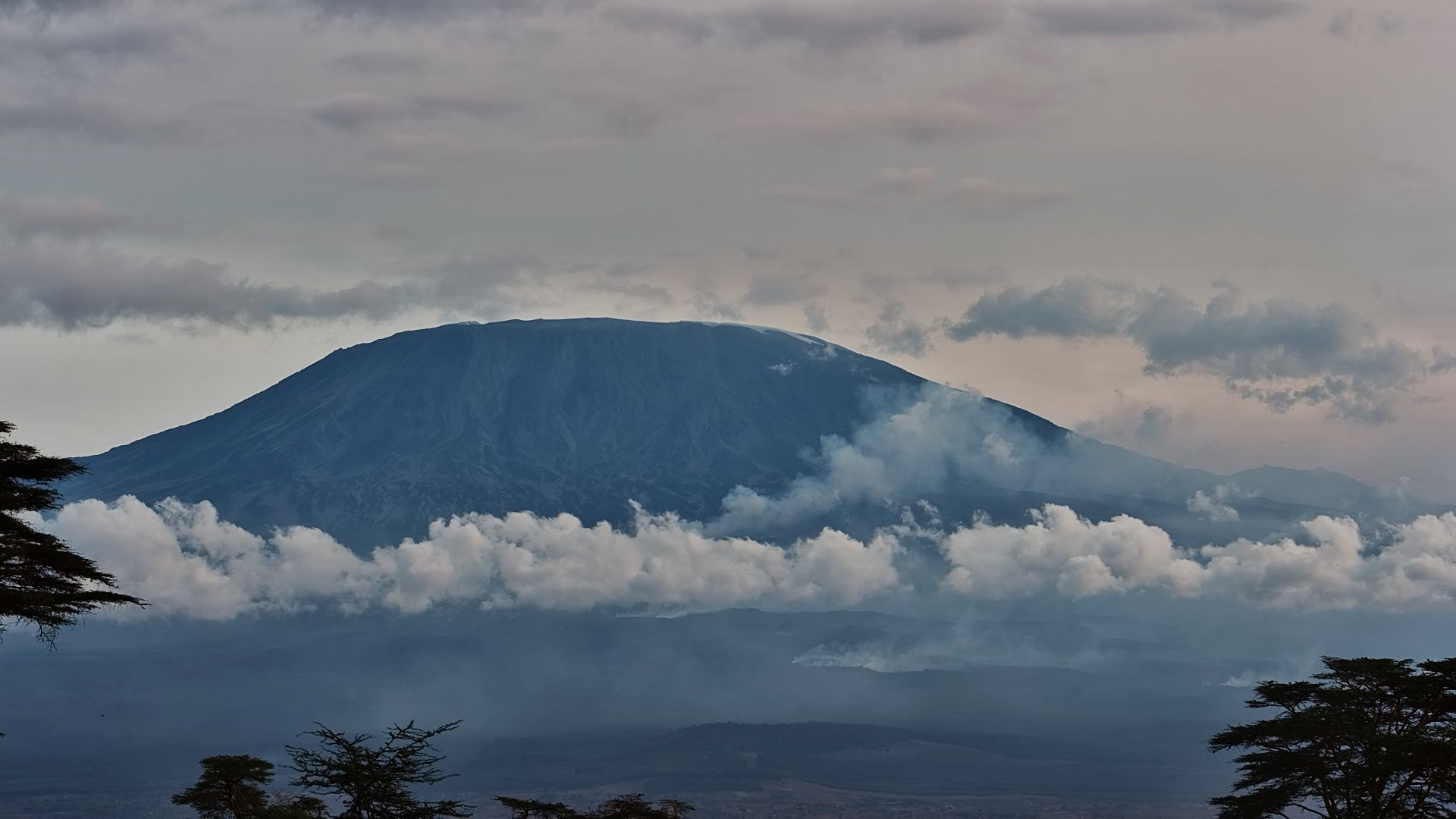 Fire at the Foot of Kilimanjaro Creates a Dramatic Scene