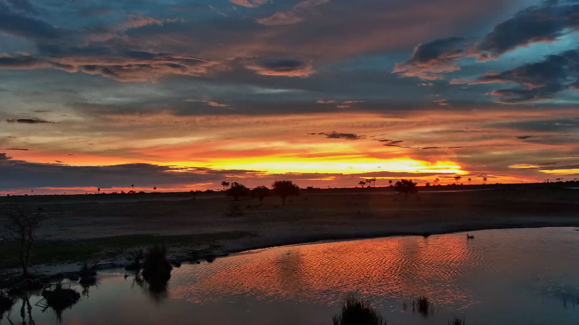 Cloudy Orange Sunset at Jack’s Camp