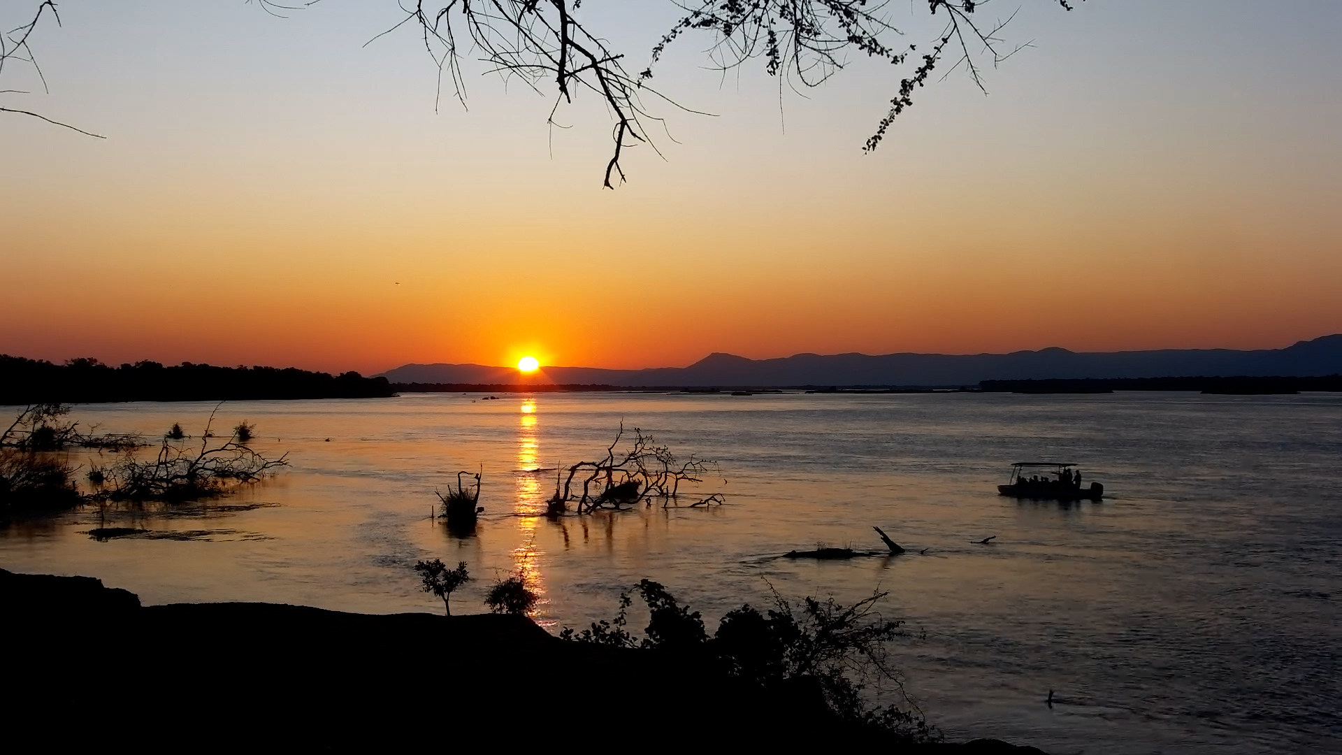 Golden Sunset Over the Zambezi River