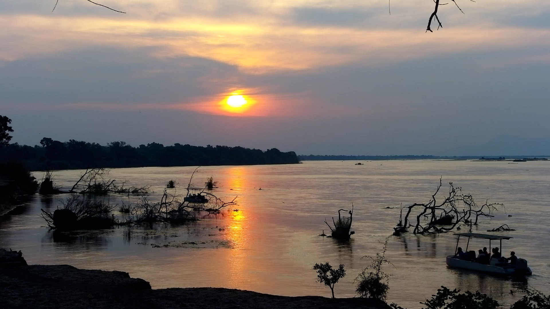 Orange Sunset Over the Zambezi at Tembo Plains