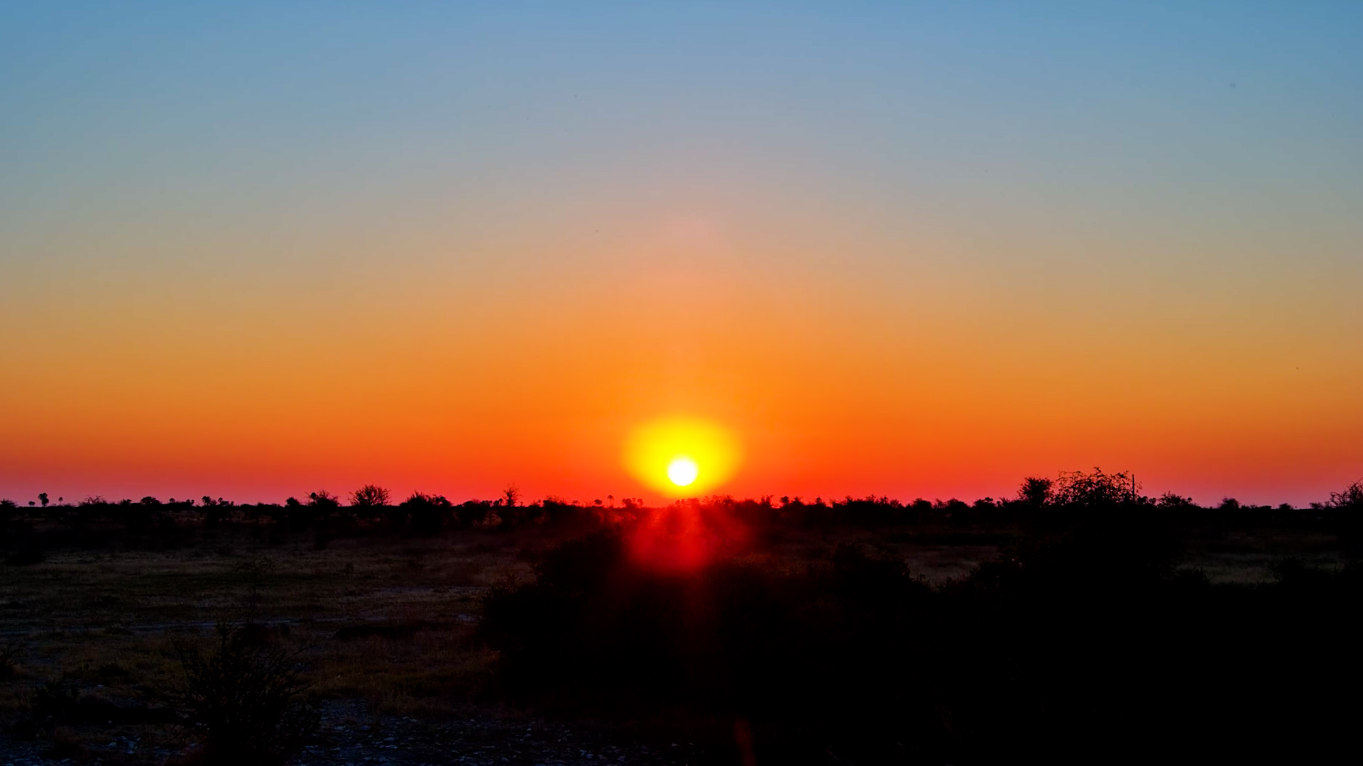 Sunset Glows Over the Kalahari Salt Pan Waterhole